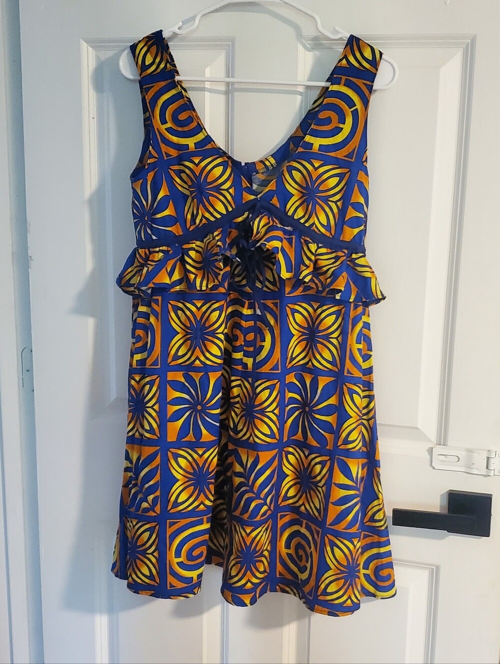 Ka'ehuwelolani Hawaiian Blue & Yellow Floral Sundress Hawaii Babydoll Dress